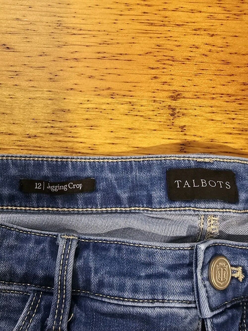Talbots Crop Jeggings Size 12 Blue Stretch Denim High Rise Skinny Ankle EUC - Picture 7 of 7